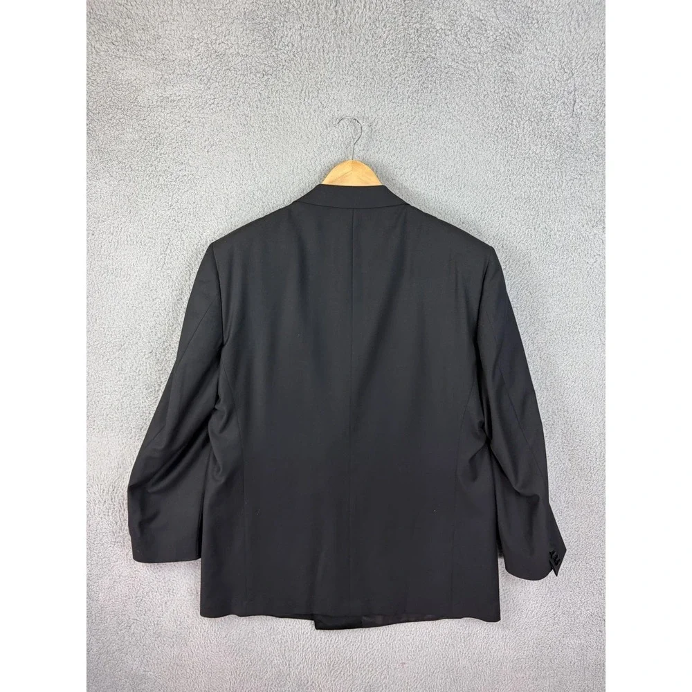 Ermenegildo Zegna Suit Jacket Mens 54 Black Wool Double Breasted Peak Lapel Men